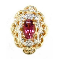 N339 14K PINK TOURMALINE 2 DIAMOND SLIDE 